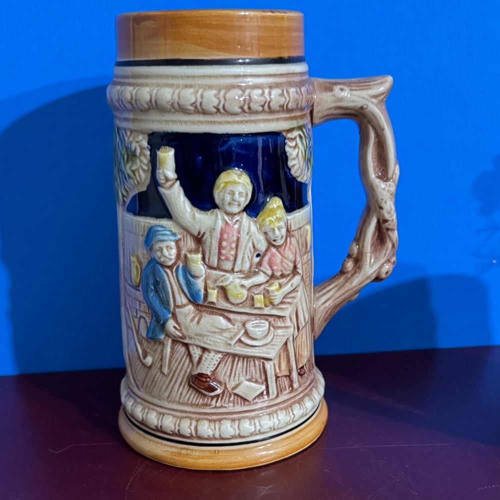 Vintage 1960s German-style ceramic beer stein mug, made in Japan